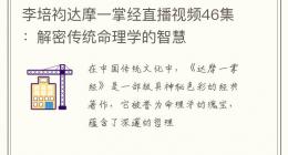 李培袀达摩一掌经直播视频46集：解密传统命理学的智慧