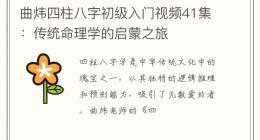 曲炜四柱八字初级入门视频41集：传统命理学的启蒙之旅