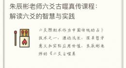 朱辰彬老师六爻古噬真传课程：解读六爻的智慧与实践