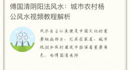 傅国清阴阳法风水：城市农村杨公风水视频教程解析