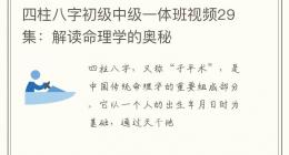 四柱八字初级中级一体班视频29集：解读命理学的奥秘