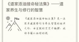《道家添油接命秘法集》——道家养生与修行的智慧