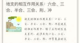 地支的相互作用关系：六合、三合、半合、三会、刑、冲