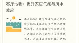 客厅地毯：提升家居气氛与风水效应