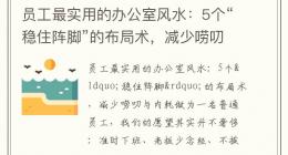 员工最实用的办公室风水：5个“稳住阵脚”的布局术，减少唠叨与内耗