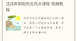 戊戌年阴阳先生风水课程 视频教程