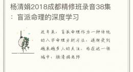 杨清娟2018成都精修班录音38集：盲派命理的深度学习