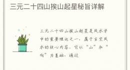 三元二十四山挨山起星秘旨详解