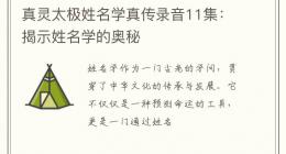 真灵太极姓名学真传录音11集：揭示姓名学的奥秘